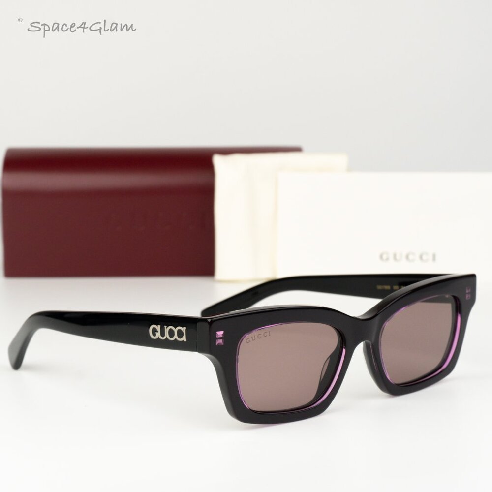 Gucci Women Sunglasses Black Violet Cat Eye GG1790S 003 NEW AUTHENTIC